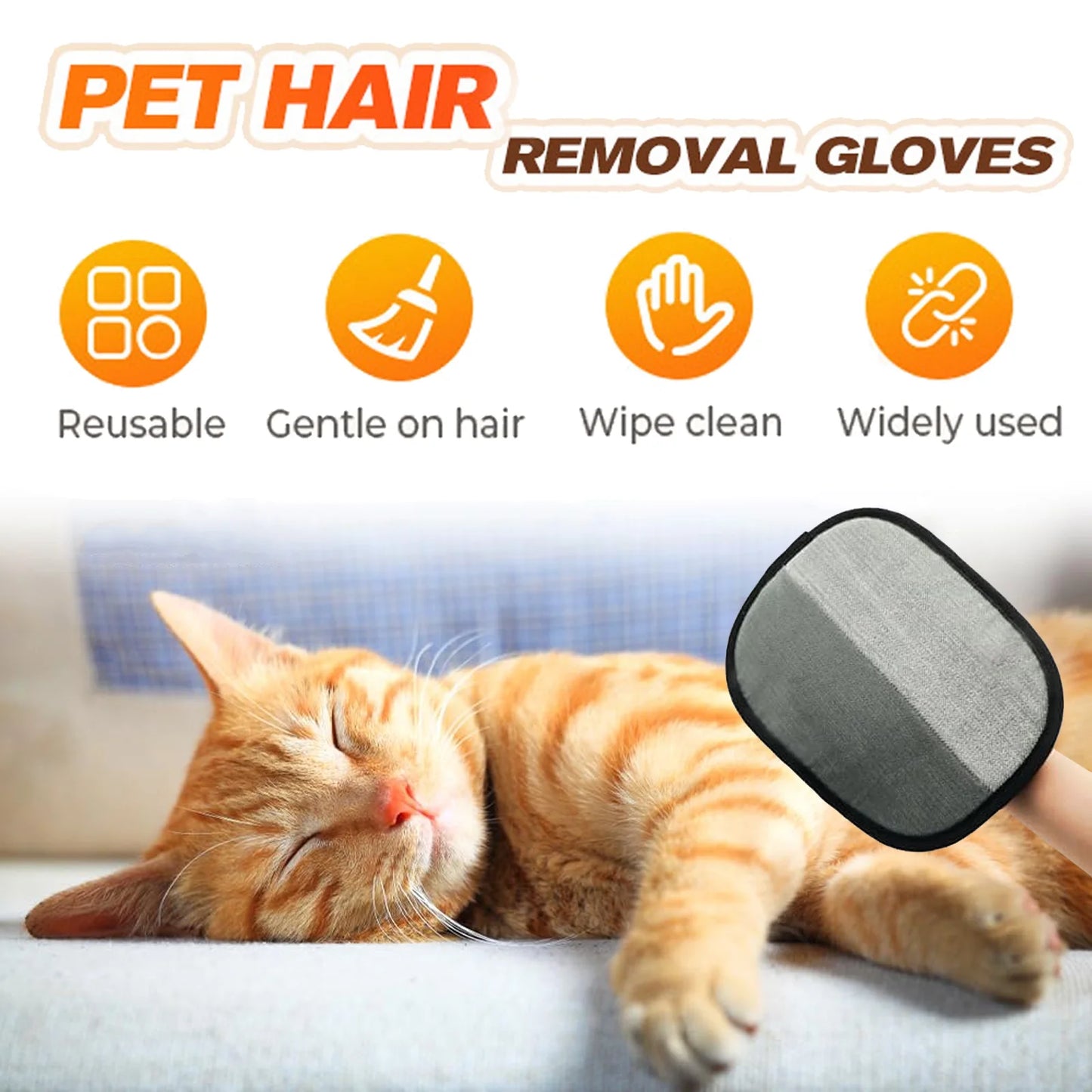 Pet Hair Removal Glove for Cats & Dogs,