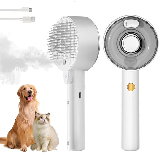 Cat Steam Brush 4-In-1 Pet Spray Comb. Rechargeable Steam Brush.